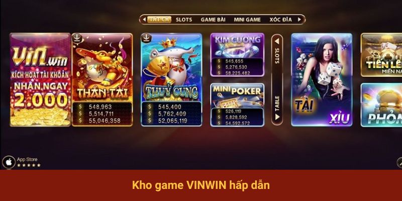 Kho game VINWIN hấp dẫn